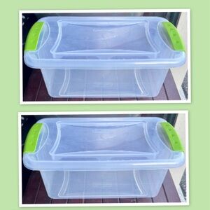 Sterilite 6 qt Clear/Green Latch Storage Box - Set of 4